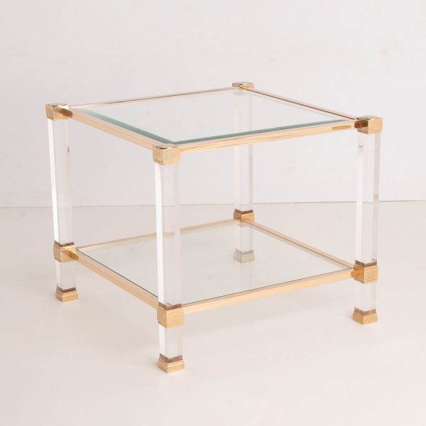 Pierre Vandel Lucite & Glass Side Table c.1970